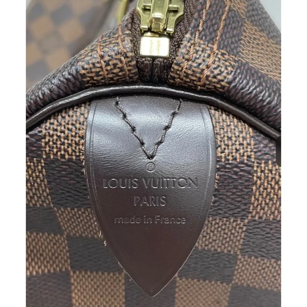 Louis Vuitton Damier Ebene Speedy 30 Handbag Made in France 2012 Authentic